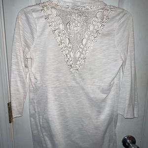 White cardigan with lace accent